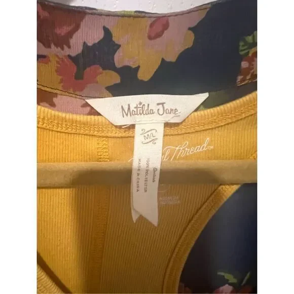 Matilda Jane Blue and Mustard Set Kimono and Tank top size L
